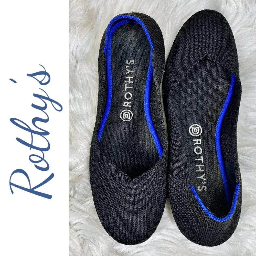 ROTHY’S THE FLAT BLACK ROUND TOE SLIP ON‎ LOAFER FLAT, SIZE 10